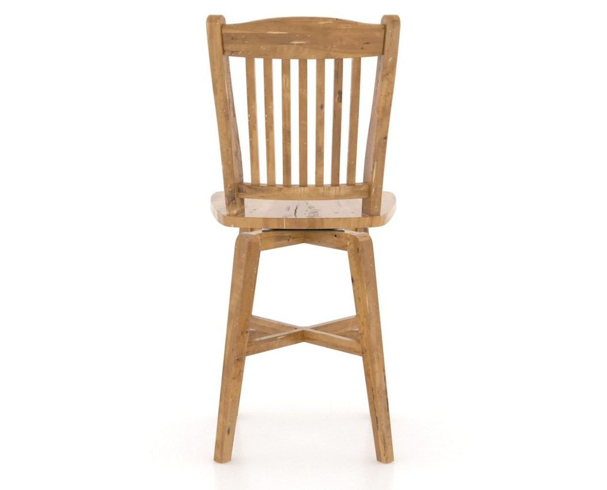 Canadel Champlain Swivel Counter Stool 7232 in Wood Seat and 01 Honey Washed, back view
