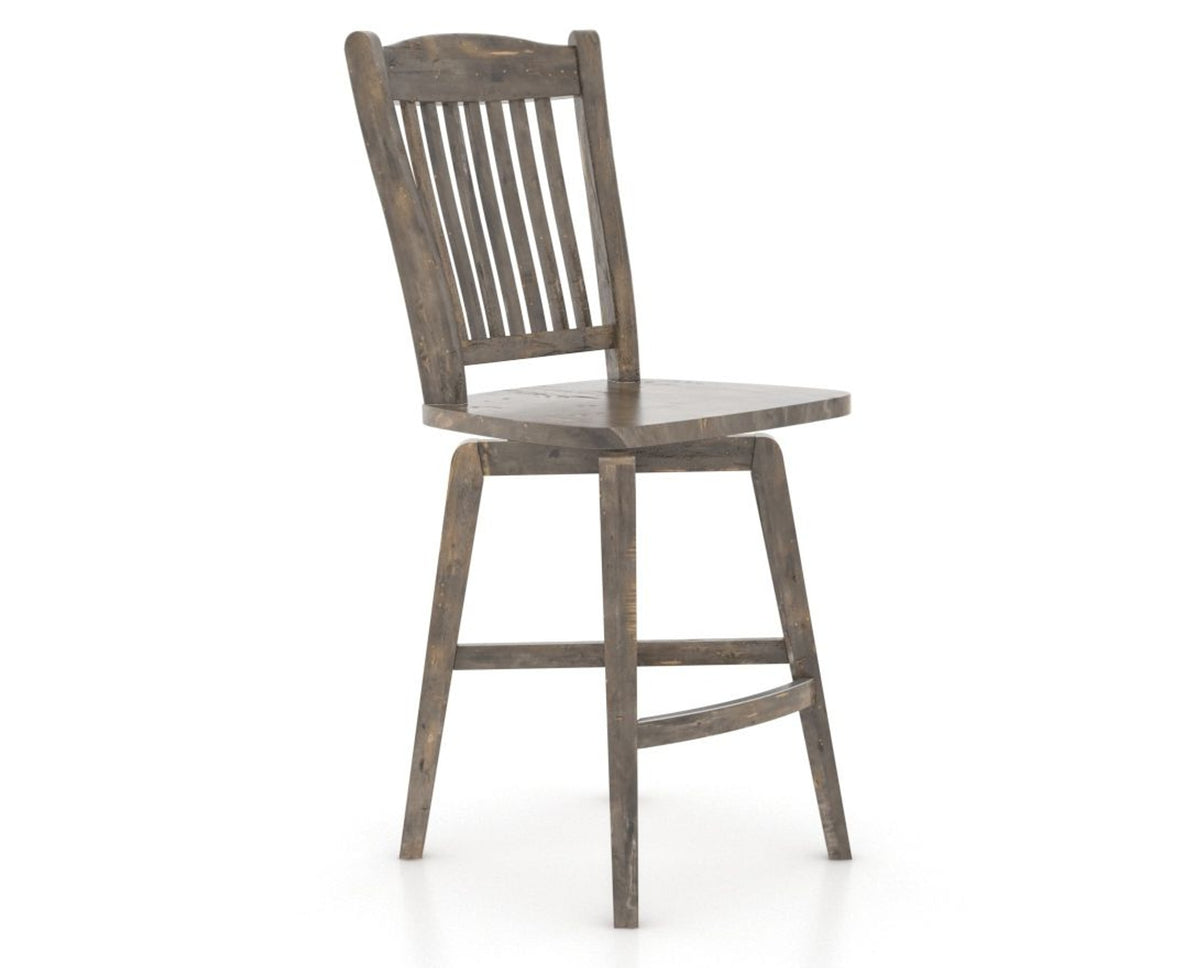 Canadel Champlain Swivel Counter Stool 7232 in Wood Seat and 08 Shadow, three-quarter view
