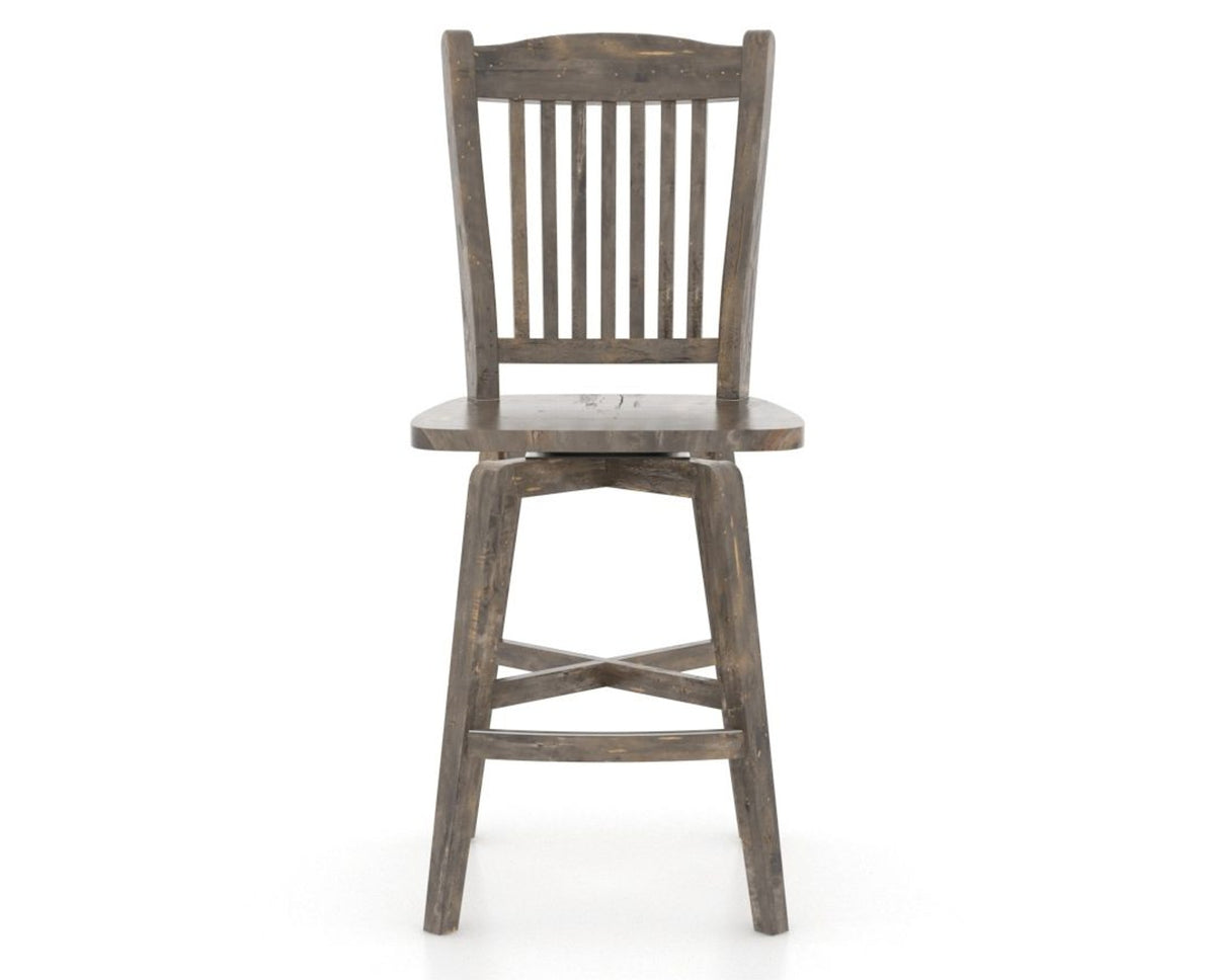 Canadel Champlain Swivel Counter Stool 7232 in Wood Seat and 08 Shadow, front view