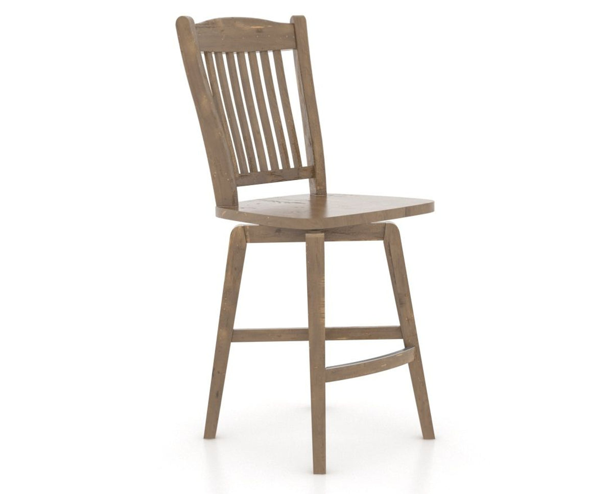 Canadel Champlain Swivel Counter Stool 7232 in Wood Seat and 25 Pecan Washed, three-quarter view