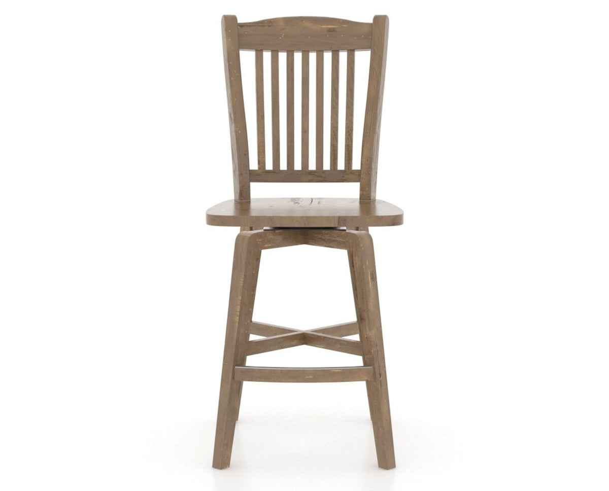 Canadel Champlain Swivel Counter Stool 7232 in Wood Seat and 25 Pecan Washed, front view