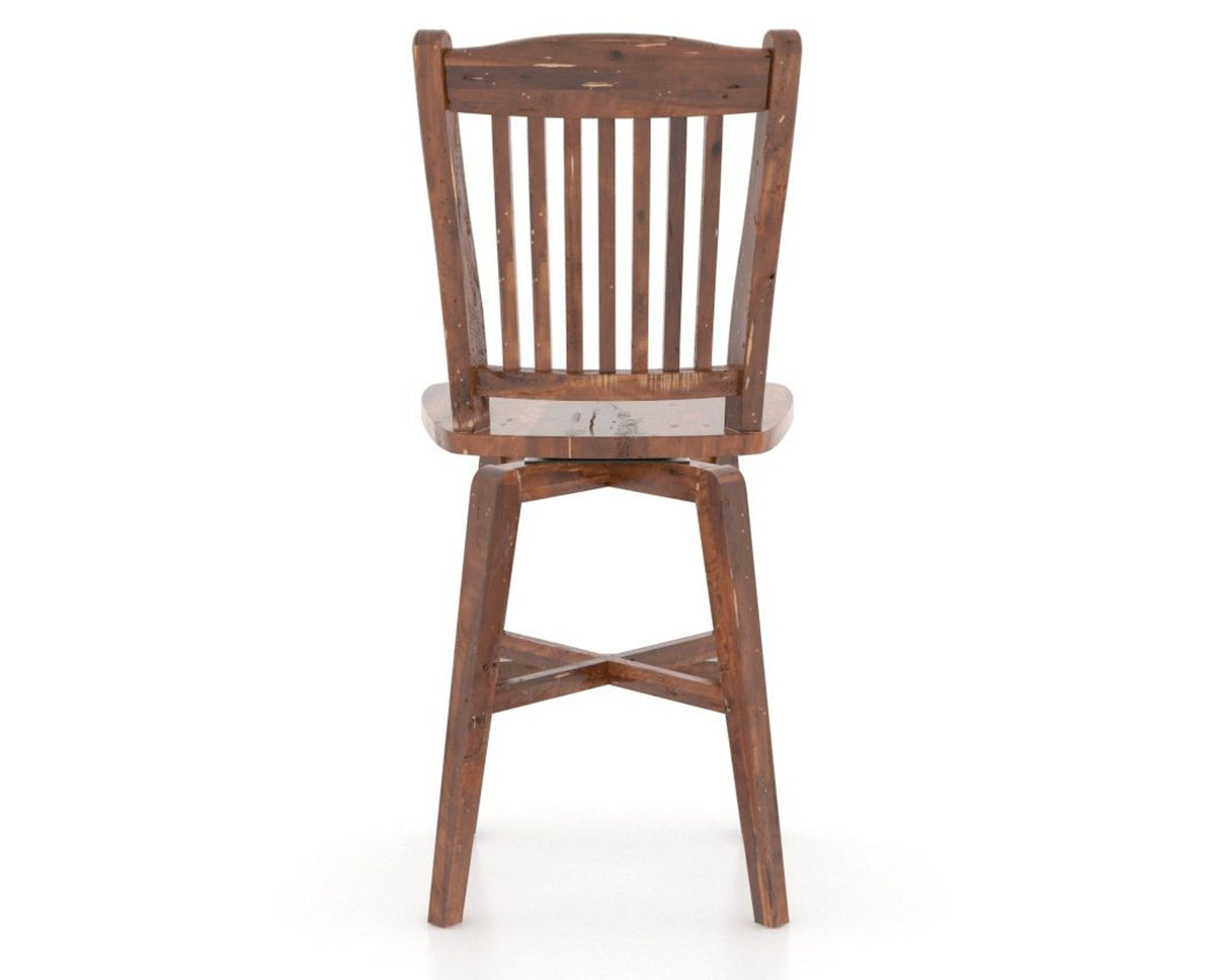 Canadel Champlain Swivel Counter Stool 7232 in Wood Seat and 33 Spice Washed, back view