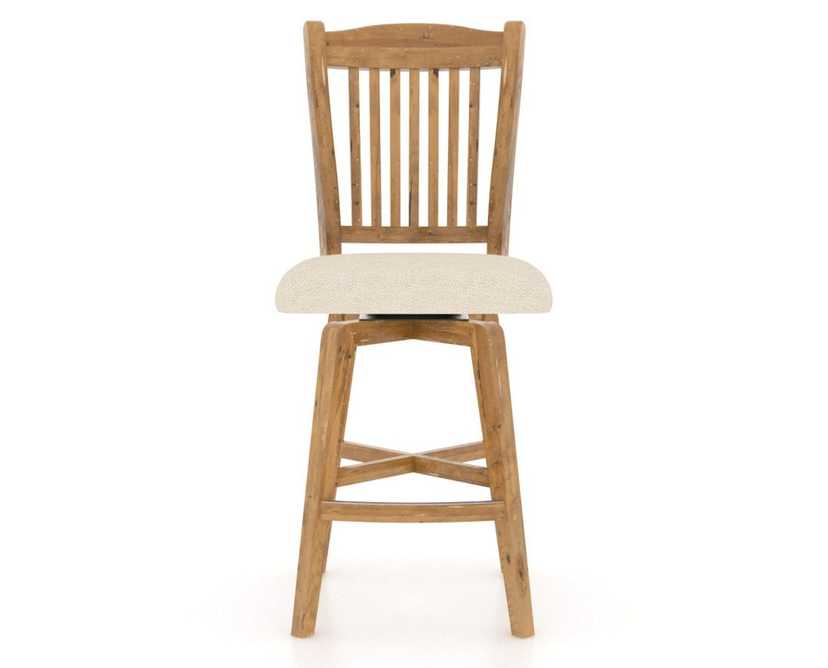 Canadel Champlain Swivel Counter Stool 7232 in 6K Sunbrella® and 01 Honey Washed, front view