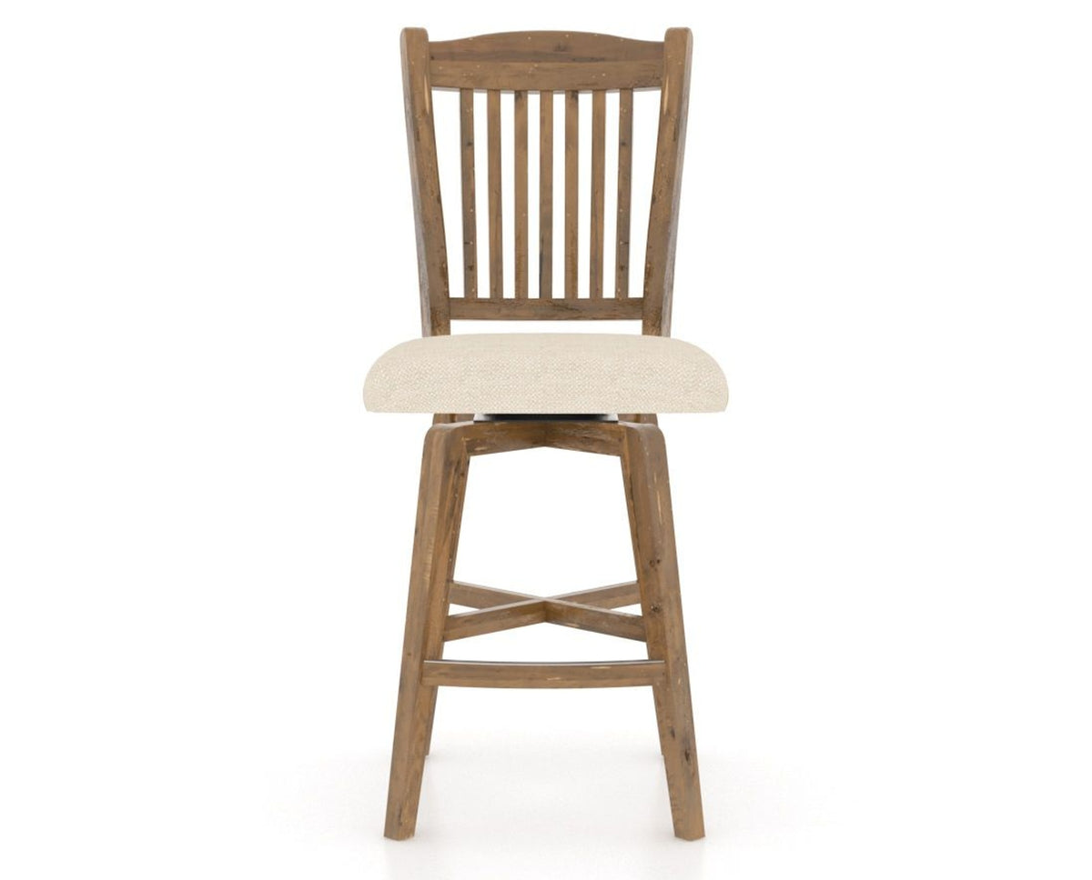Canadel Champlain Swivel Counter Stool 7232 in 6K Sunbrella® and 03 Oak Washed, front view