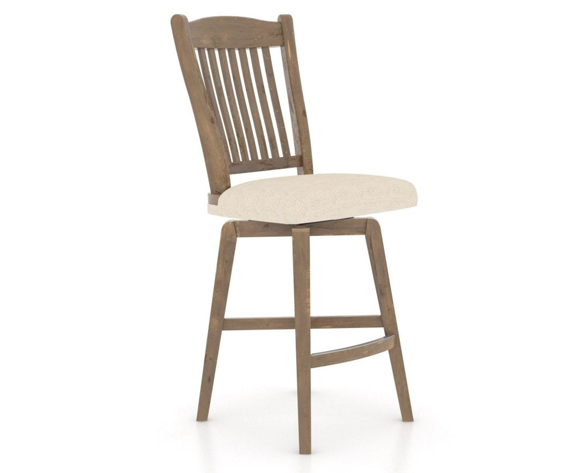 Canadel Champlain Swivel Counter Stool 7232 in 6K Sunbrella® and 25 Pecan Washed, three-quarter view
