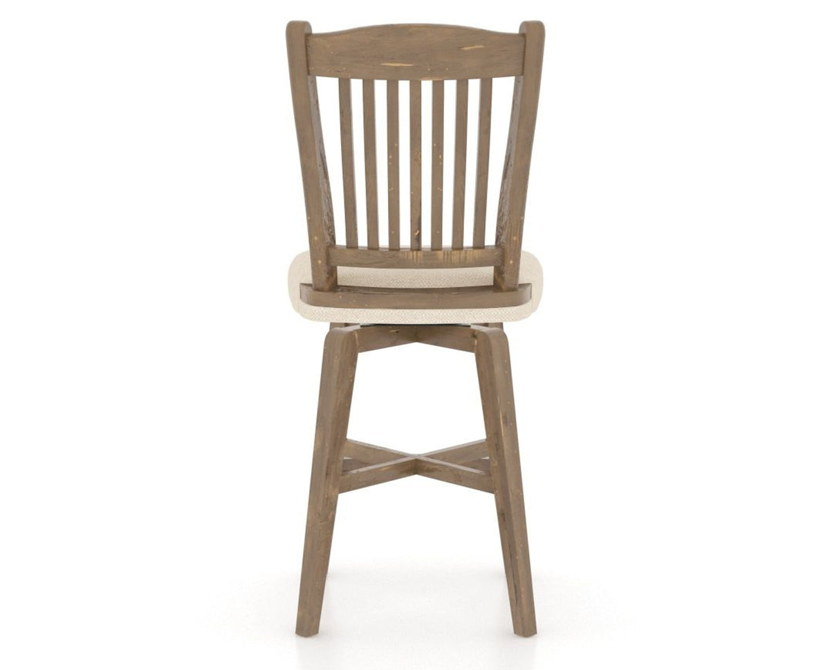 Canadel Champlain Swivel Counter Stool 7232 in 6K Sunbrella® and 25 Pecan Washed, back view