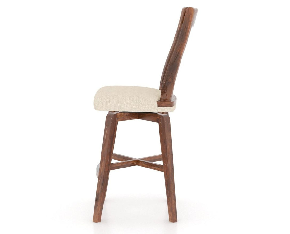 Canadel Champlain Swivel Counter Stool 7232 in 6K Sunbrella® and 33 Spice Washed, side view