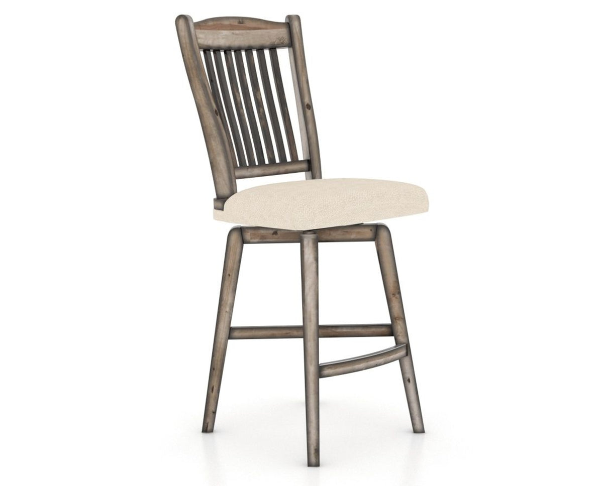 Canadel Champlain Swivel Counter Stool 7232 in 6K Sunbrella® and 72 Heritage Nature, three-quarter view