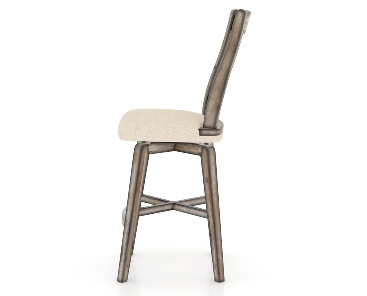 Canadel Champlain Swivel Counter Stool 7232 in 6K Sunbrella® and 72 Heritage Nature, side view
