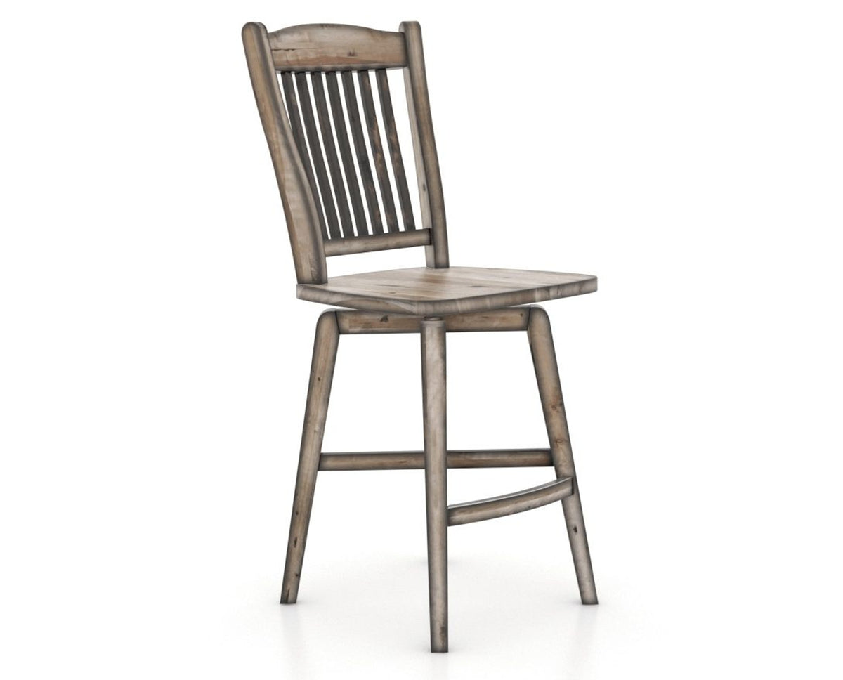 Canadel Champlain Swivel Counter Stool 7232 in Wood Seat and 72 Heritage Nature, three-quarter view