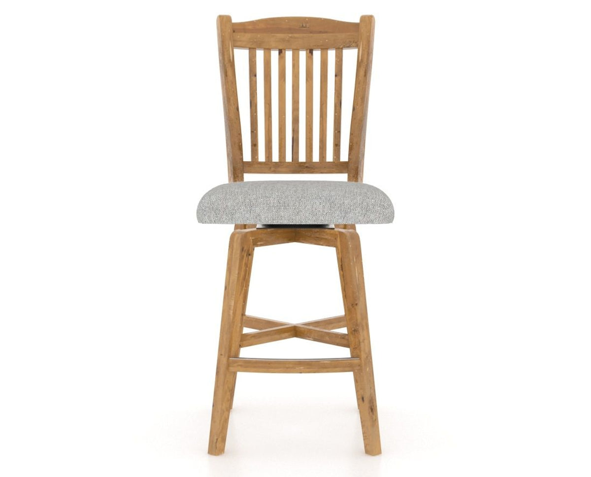 Canadel Champlain Swivel Counter Stool 7232 in 7C Fabric and 01 Honey Washed, front view
