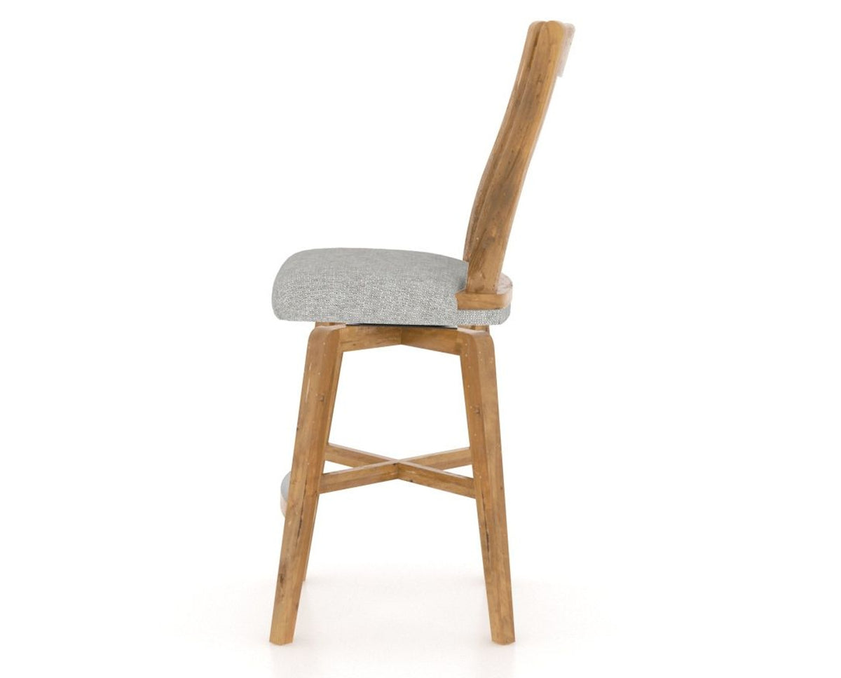 Canadel Champlain Swivel Counter Stool 7232 in 7C Fabric and 01 Honey Washed, side view