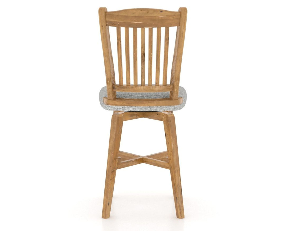 Canadel Champlain Swivel Counter Stool 7232 in 7C Fabric and 01 Honey Washed, back view