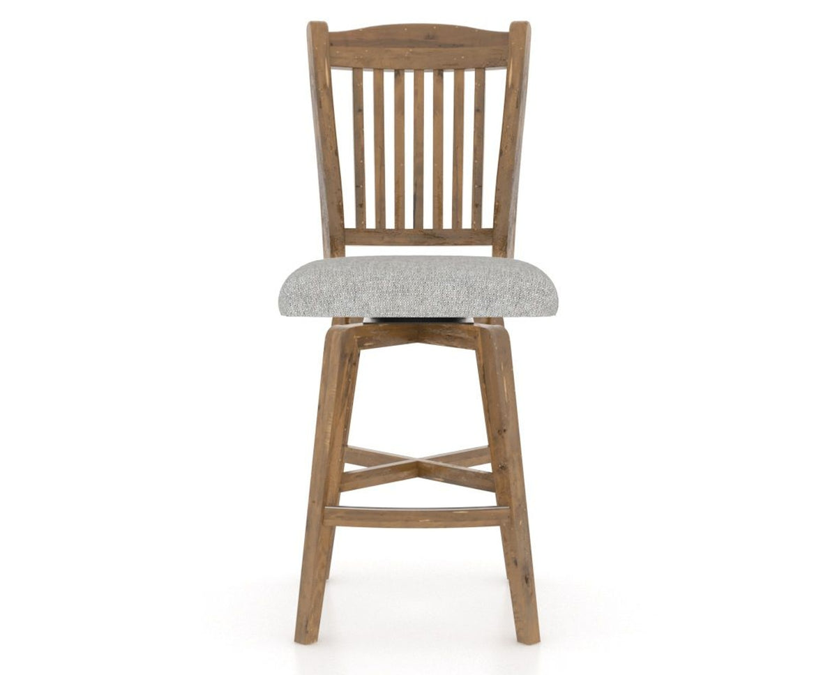 Canadel Champlain Swivel Counter Stool 7232 in 7C Fabric and 03 Oak Washed, front view