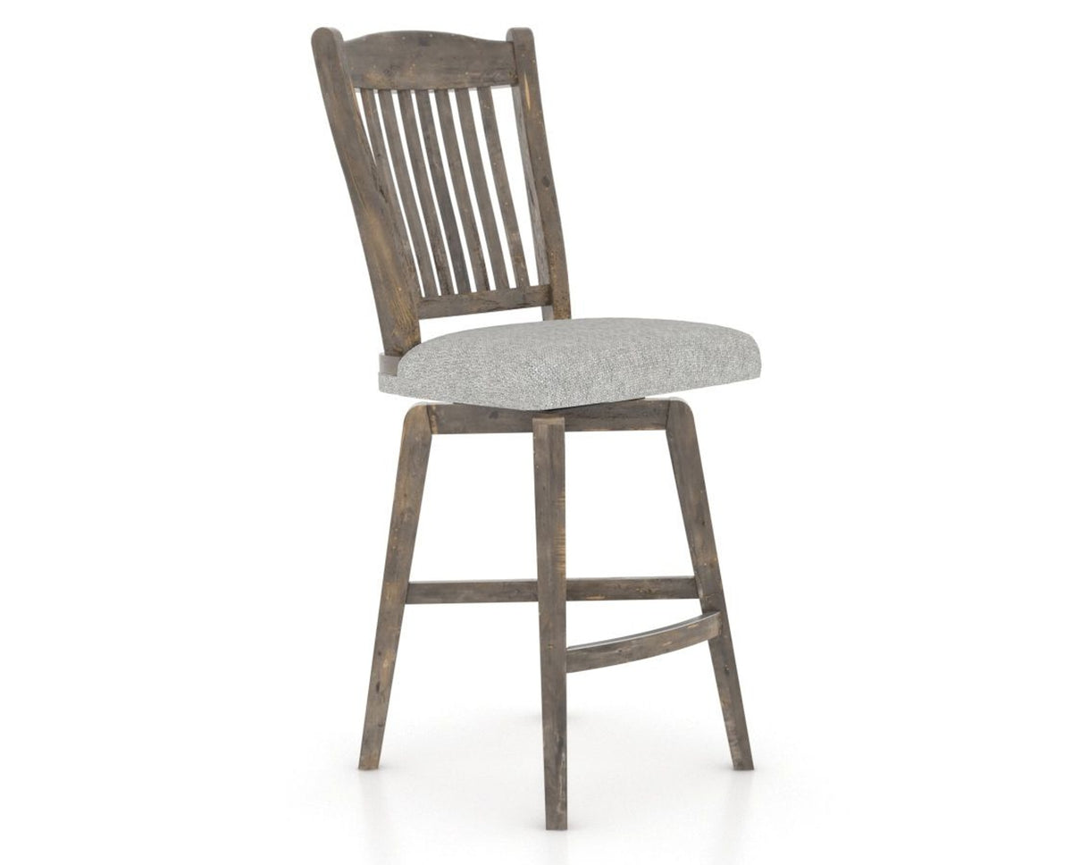 Canadel Champlain Swivel Counter Stool 7232 in 7C Fabric and 08 Shadow, three-quarter view