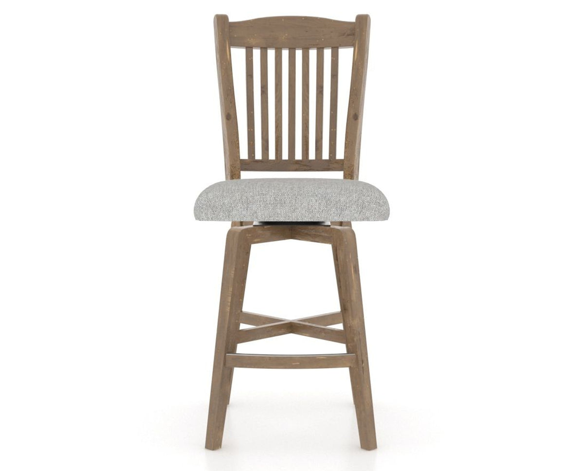Canadel Champlain Swivel Counter Stool 7232 in 7C Fabric and 25 Pecan Washed, front view