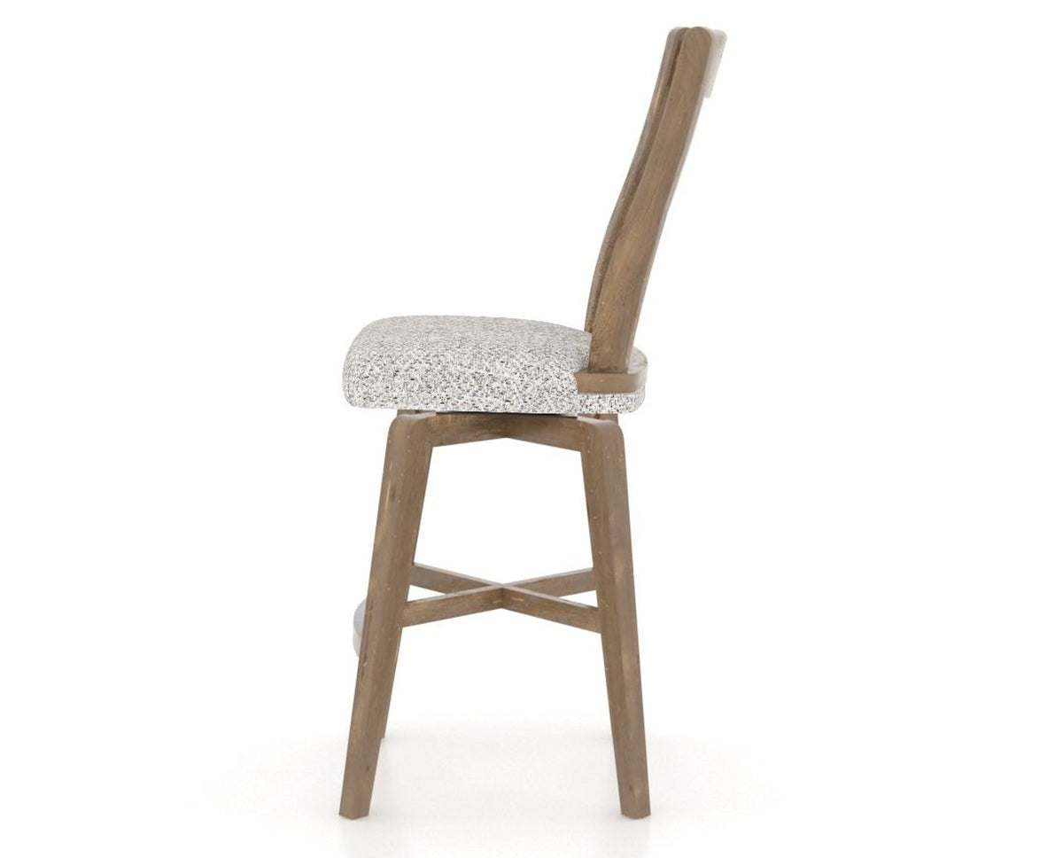 Canadel Champlain Swivel Counter Stool 7232 in FP Crypton® and 25 Pecan Washed, side view