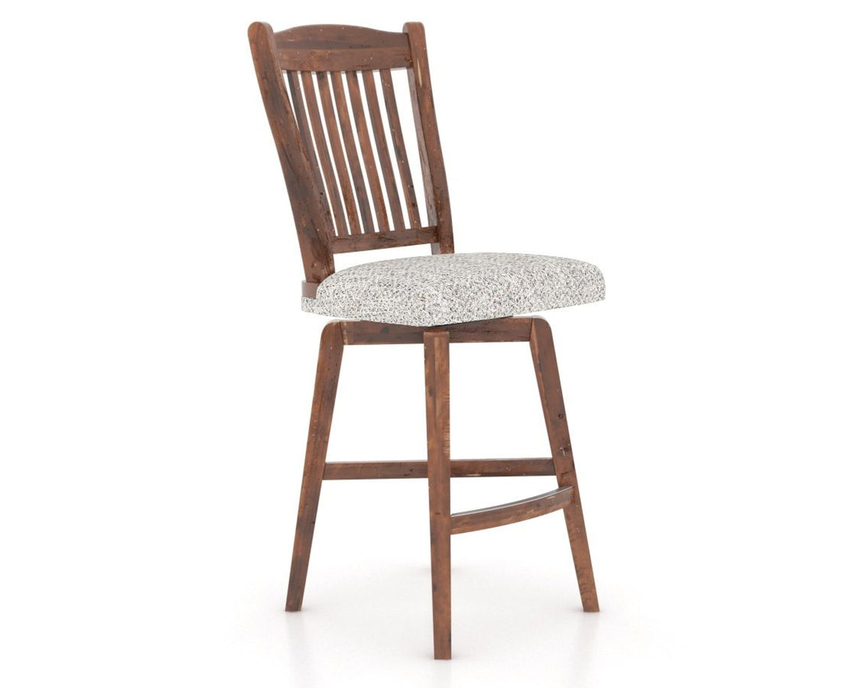 Canadel Champlain Swivel Counter Stool 7232 in FP Crypton® and 33 Spice Washed, three-quarter view