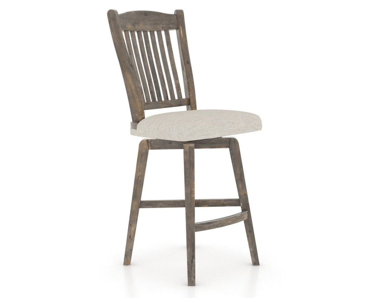 Canadel Champlain Swivel Counter Stool 7232 in TB Fabric and 08 Shadow, three-quarter view