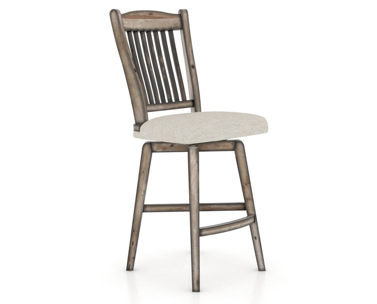 Canadel Champlain Swivel Counter Stool 7232 in TB Fabric and 72 Heritage Nature, three-quarter view