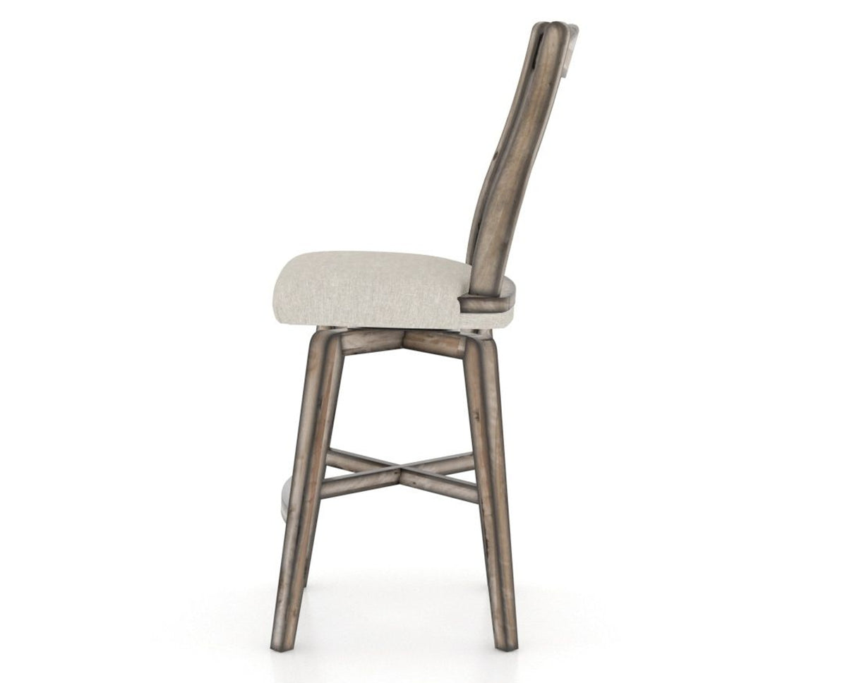 Canadel Champlain Swivel Counter Stool 7232 in TB Fabric and 72 Heritage Nature, side view