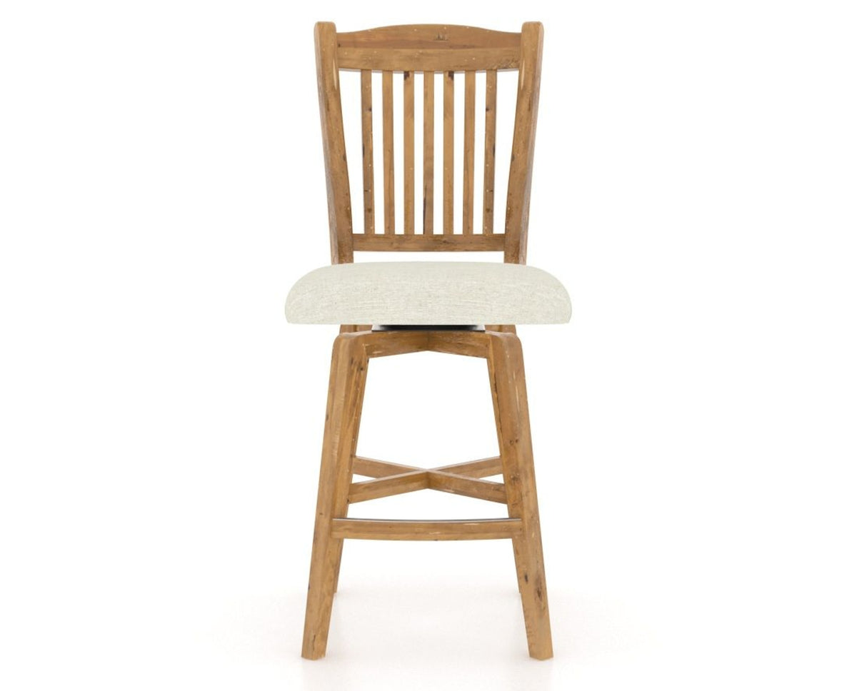 Canadel Champlain Swivel Counter Stool 7232 in TW Fabric and 01 Honey Washed, front view