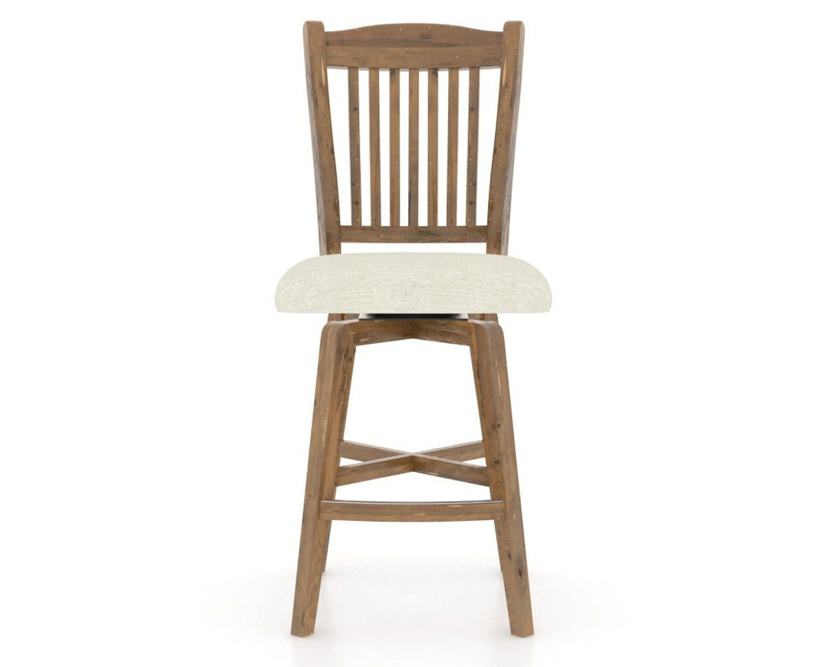 Canadel Champlain Swivel Counter Stool 7232 in Oak Washed and Fabric TW, front view