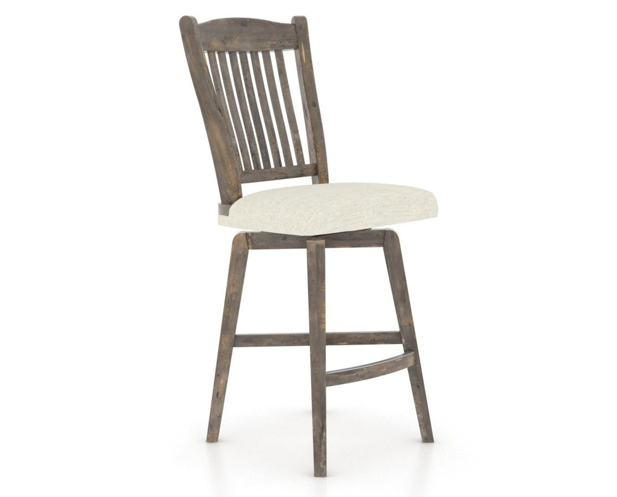 Canadel Champlain Swivel Counter Stool 7232 in TW Fabric and 08 Shadow, three-quarter view