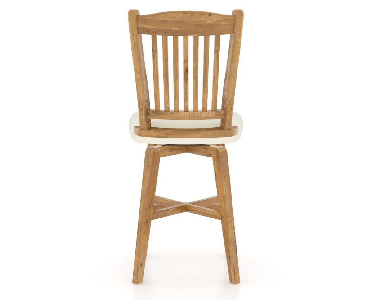 Canadel Champlain Swivel Counter Stool 7232 in YJ Faux Leather and 01 Honey Washed, back view