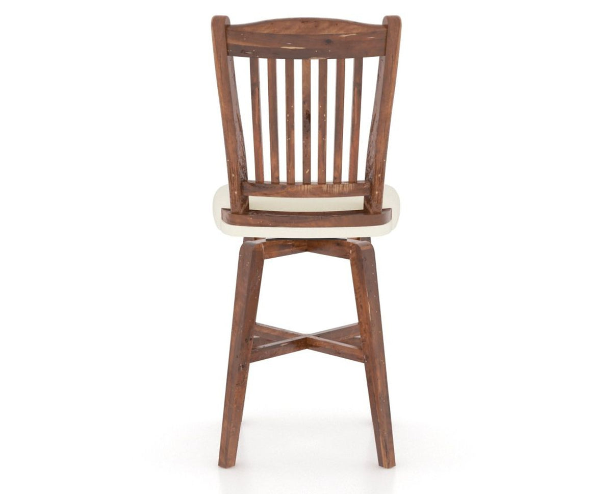 Canadel Champlain Swivel Counter Stool 7232 in YJ Faux Leather and 33 Spice Washed, back view