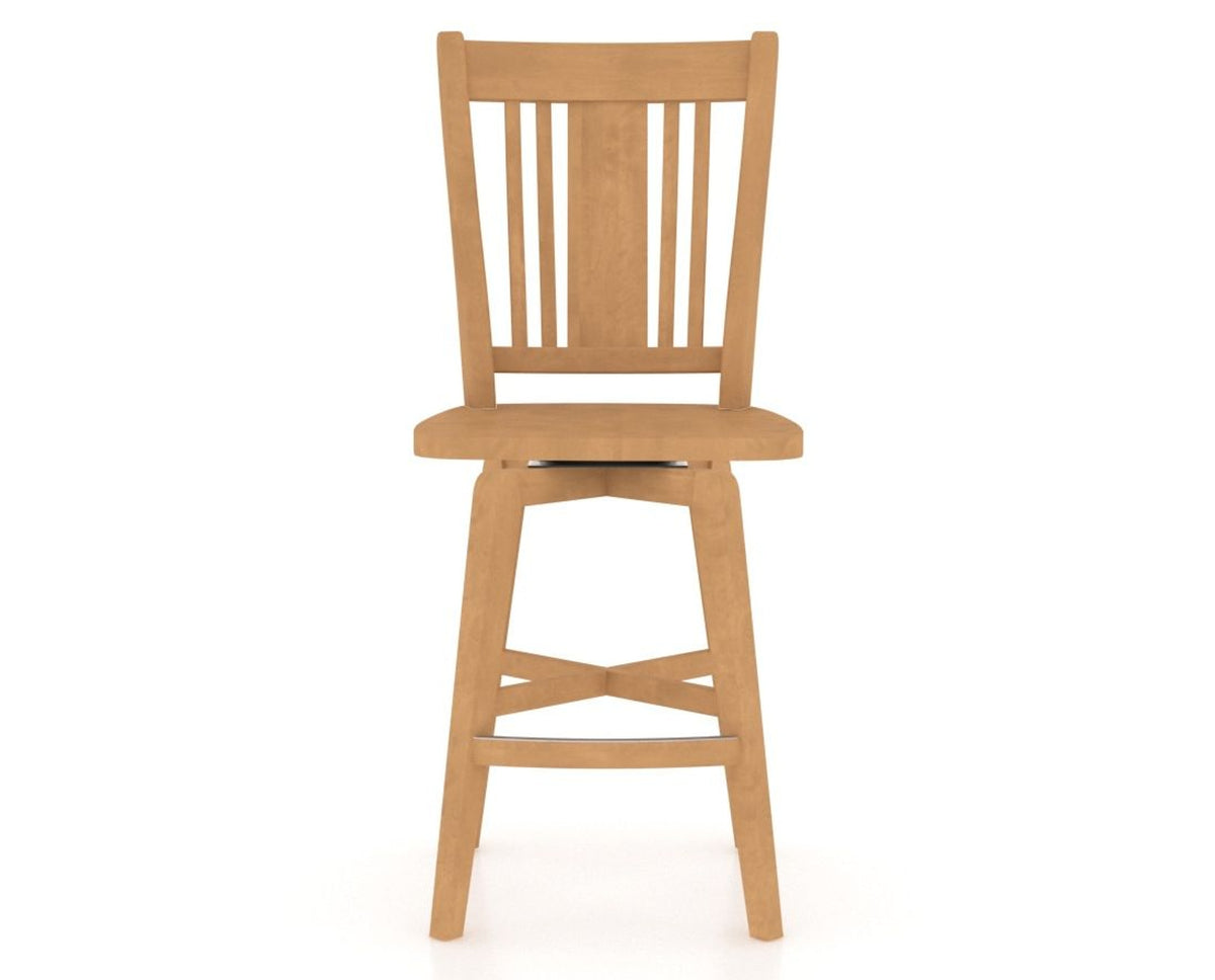 Canadel Swivel Counter Stool 7250 in Wood Seat and 20 Caramel Washed, front view