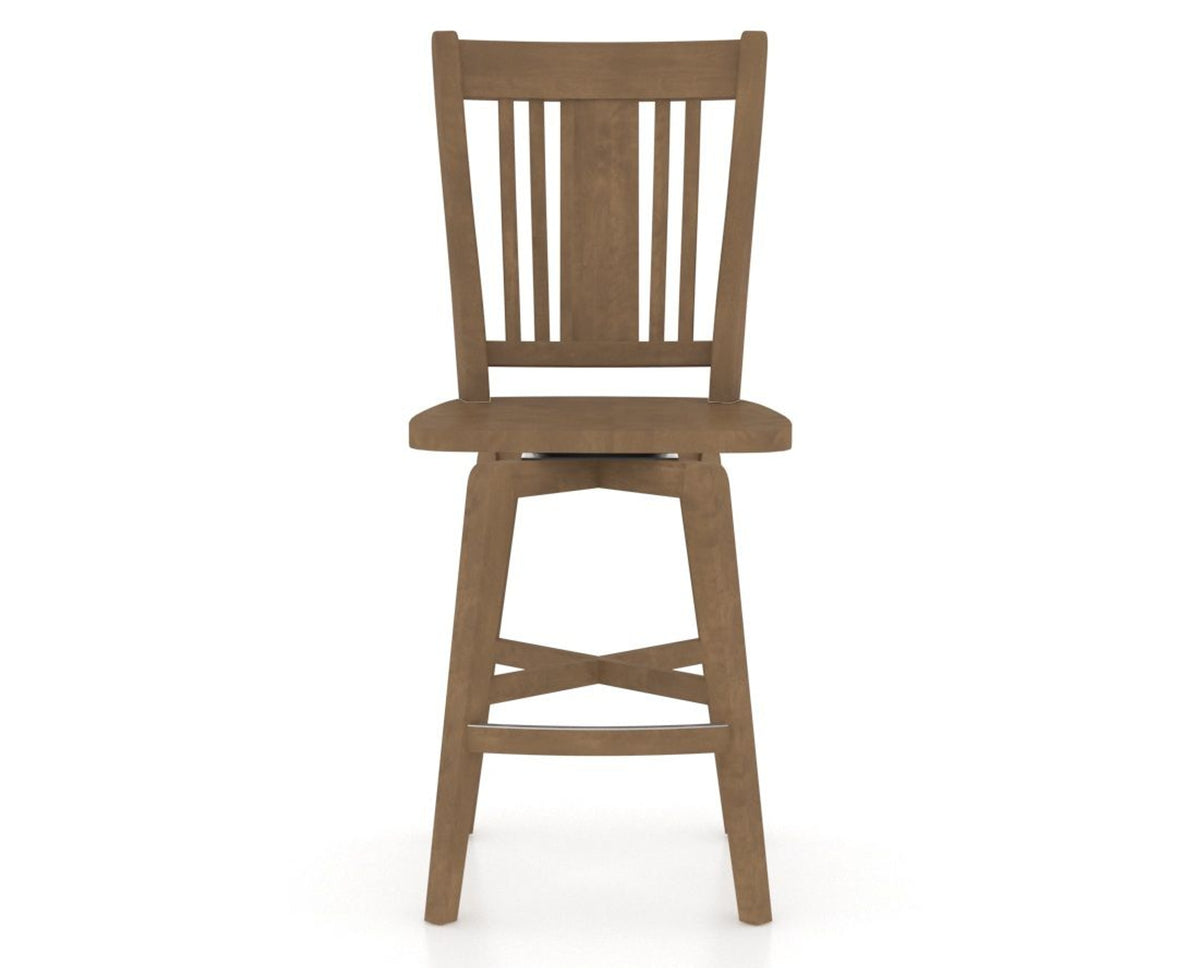 Canadel Swivel Counter Stool 7250 in Wood Seat and 25 Pecan Washed, front view