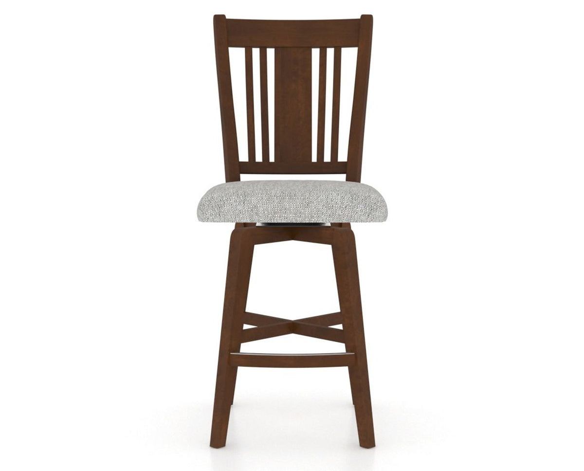 Canadel Swivel Counter Stool 7250 in 7C Fabric and 19 Cognac Washed, front view