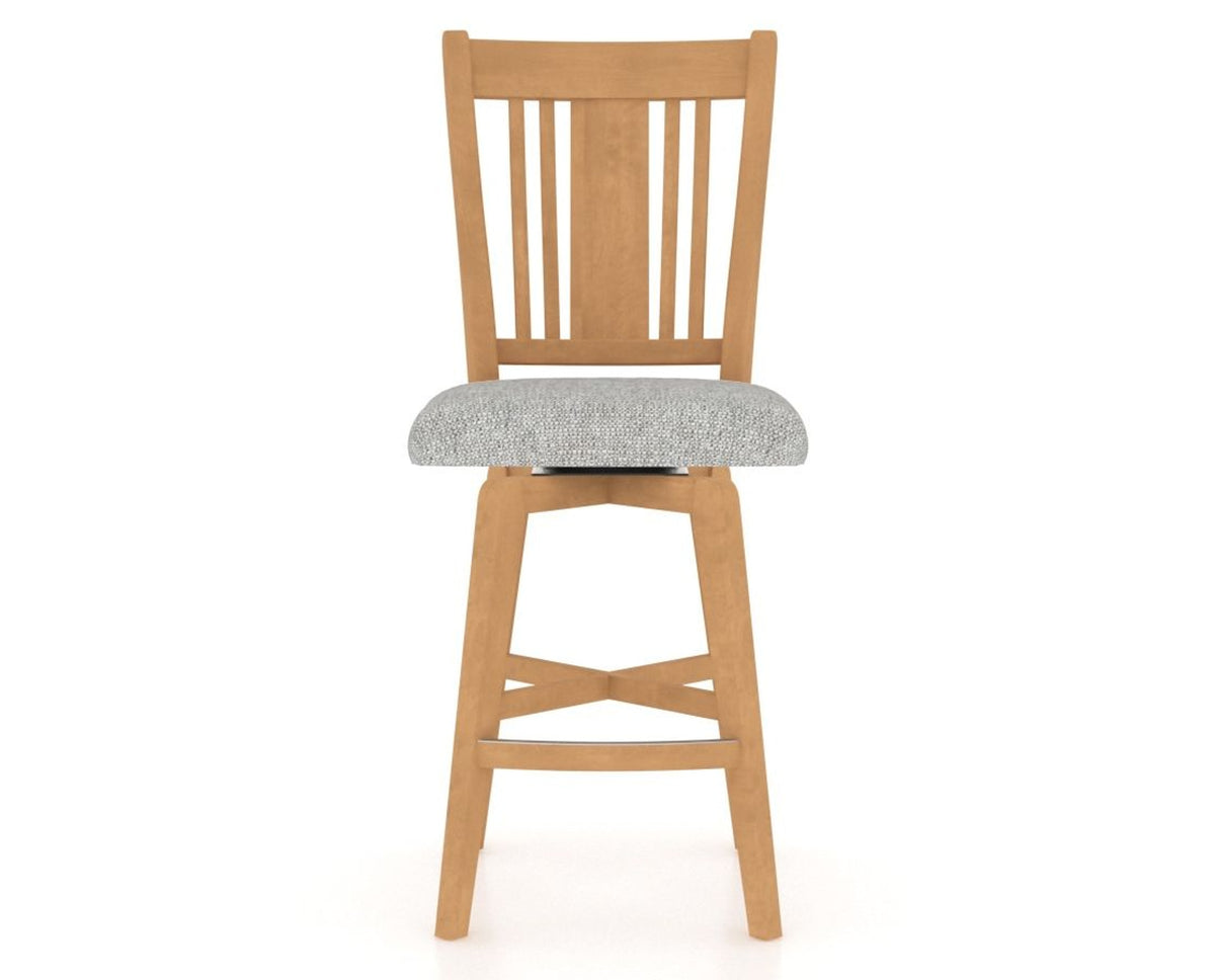Canadel Swivel Counter Stool 7250 in 7C Fabric and 20 Caramel Washed, front view