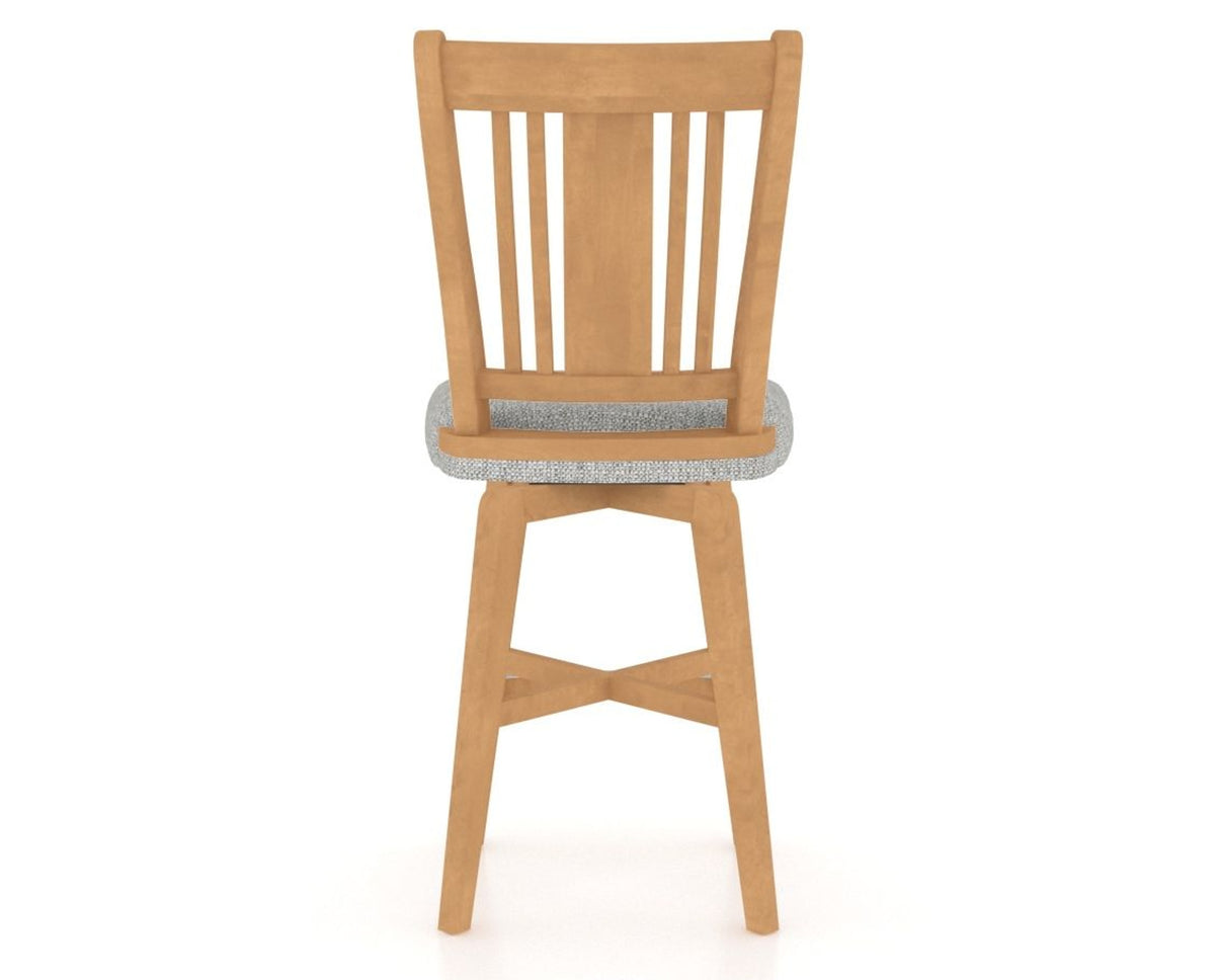 Canadel Swivel Counter Stool 7250 in 7C Fabric and 20 Caramel Washed, back view