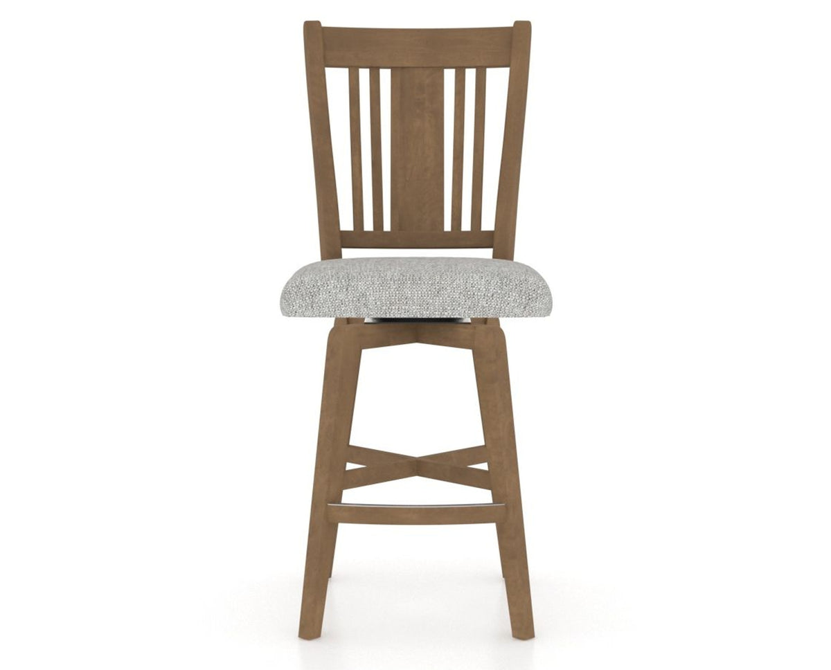 Canadel Swivel Counter Stool 7250 in 7C Fabric and 25 Pecan Washed, front view