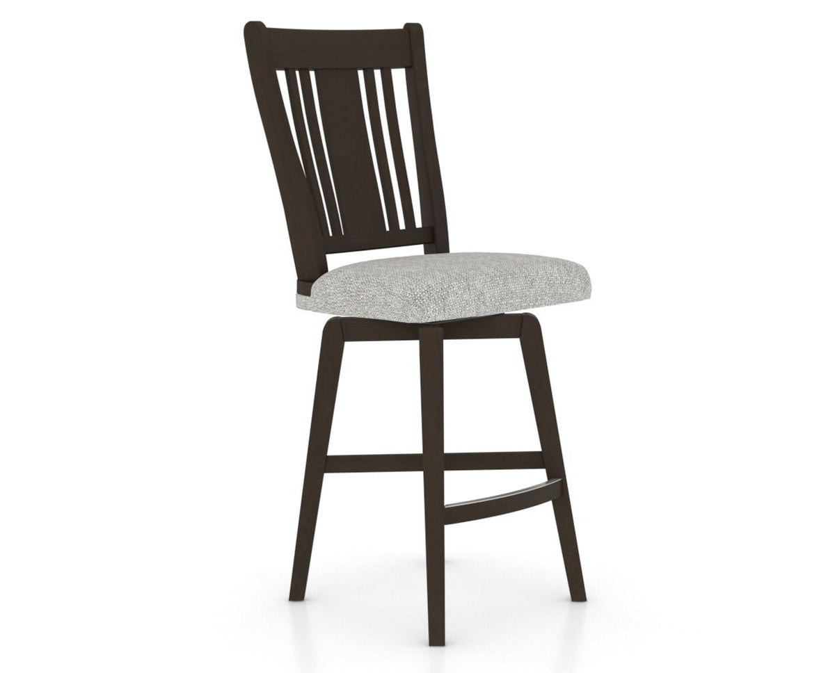 Canadel Swivel Counter Stool 7250 in 7C Fabric and 59 Davy's Grey, three-quarter view