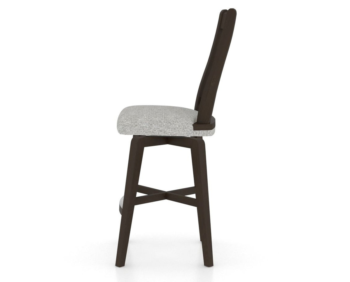 Canadel Swivel Counter Stool 7250 in 7C Fabric and 59 Davy's Grey, side view