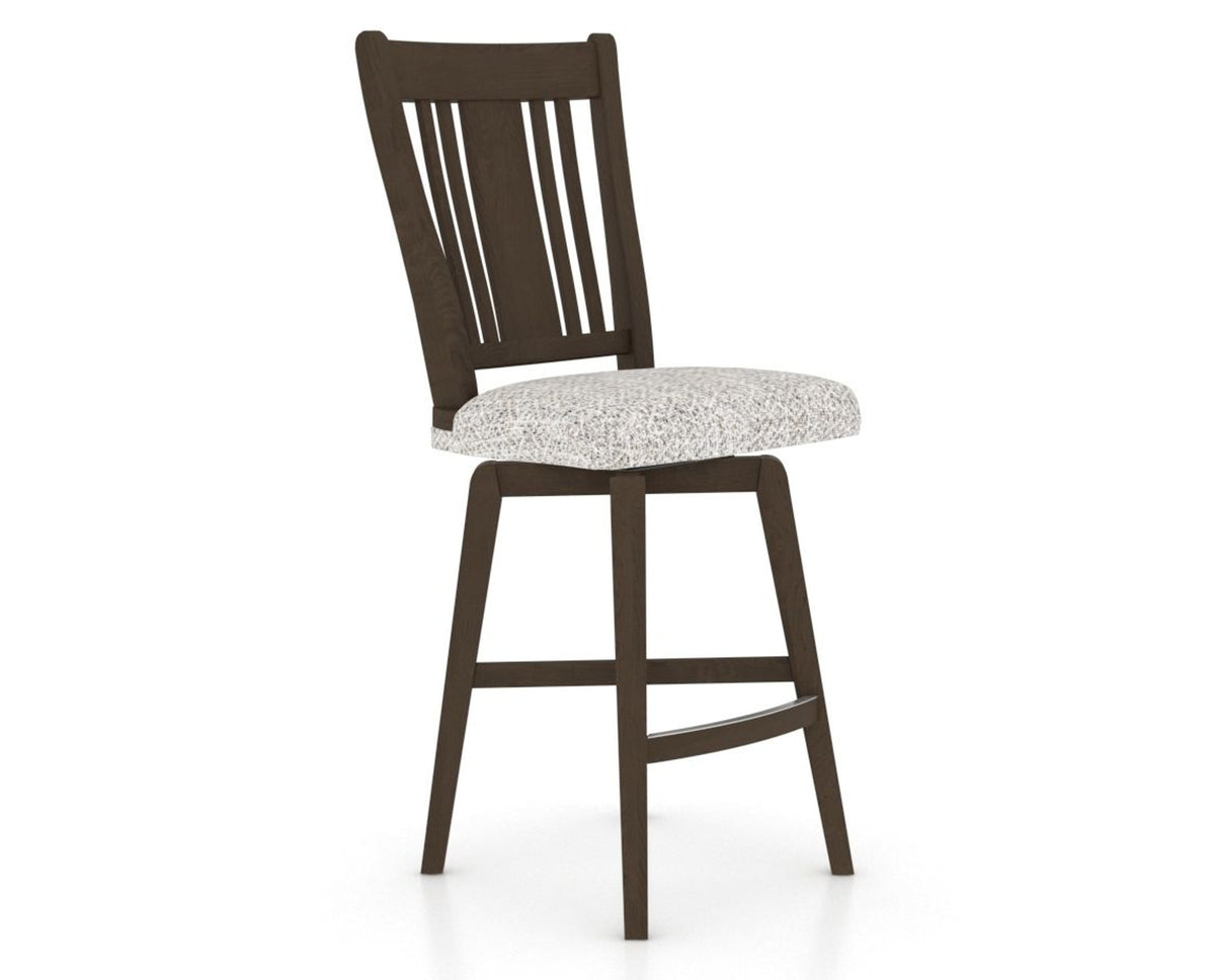 Canadel Swivel Counter Stool 7250 in FP Crypton® and 29 Hazelnut Washed, three-quarter view