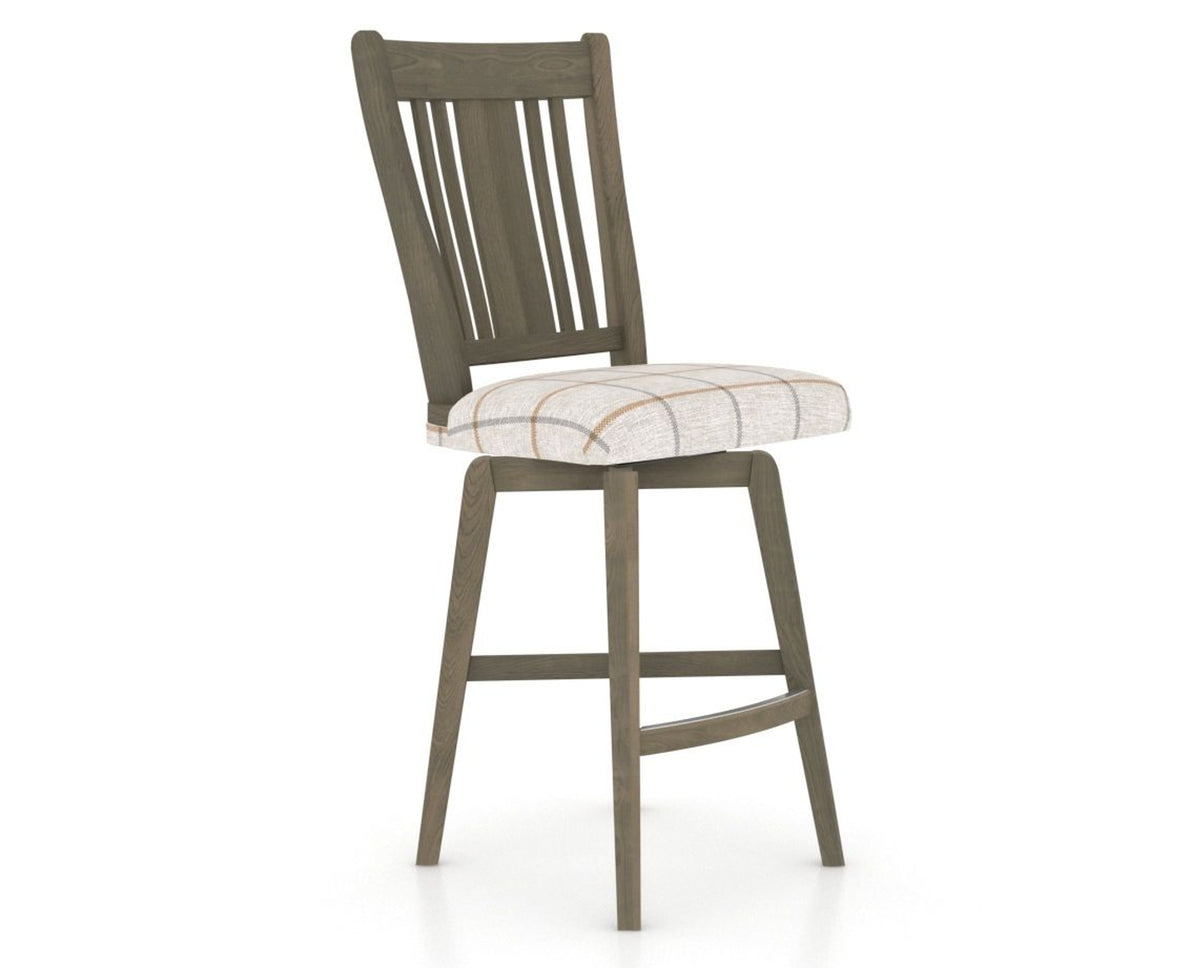 Canadel Swivel Counter Stool 7250 in OZ Fabric and 08 Shadow, three-quarter view