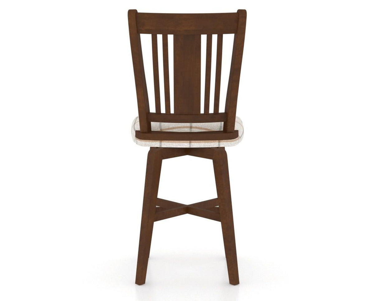 Canadel Swivel Counter Stool 7250 in OZ Fabric and 19 Cognac Washed, back view
