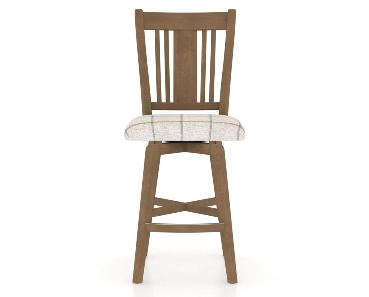 Canadel Swivel Counter Stool 7250 in OZ Fabric and 25 Pecan Washed, front view
