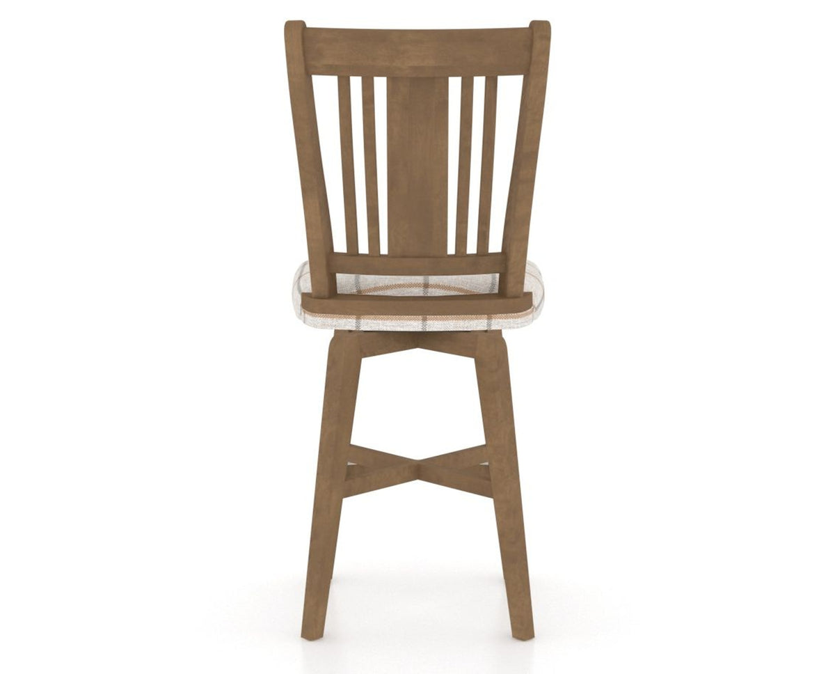Canadel Swivel Counter Stool 7250 in OZ Fabric and 25 Pecan Washed, back view