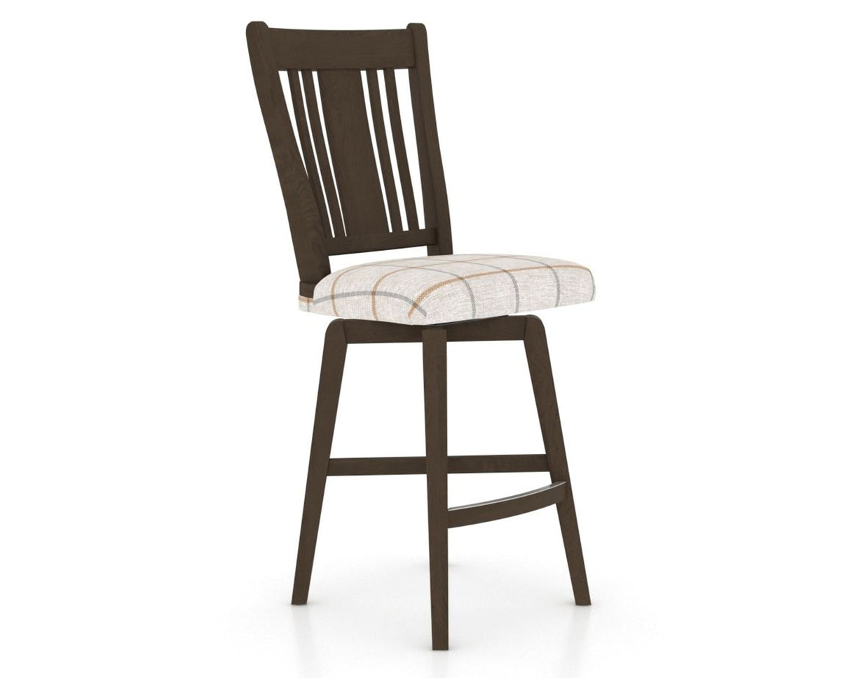 Canadel Swivel Counter Stool 7250 in OZ Fabric and 29 Hazelnut Washed, three-quarter view