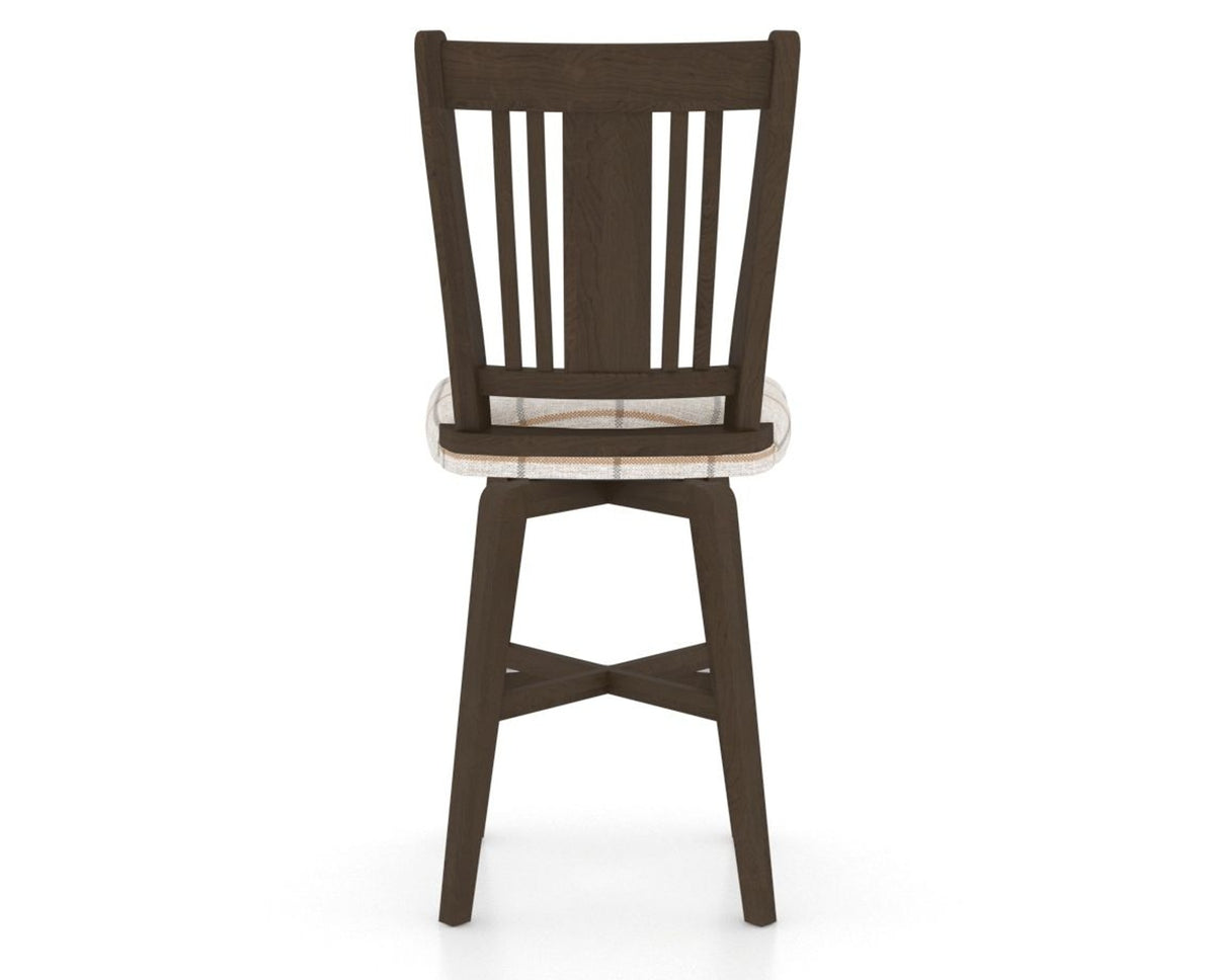 Canadel Swivel Counter Stool 7250 in OZ Fabric and 29 Hazelnut Washed, back view