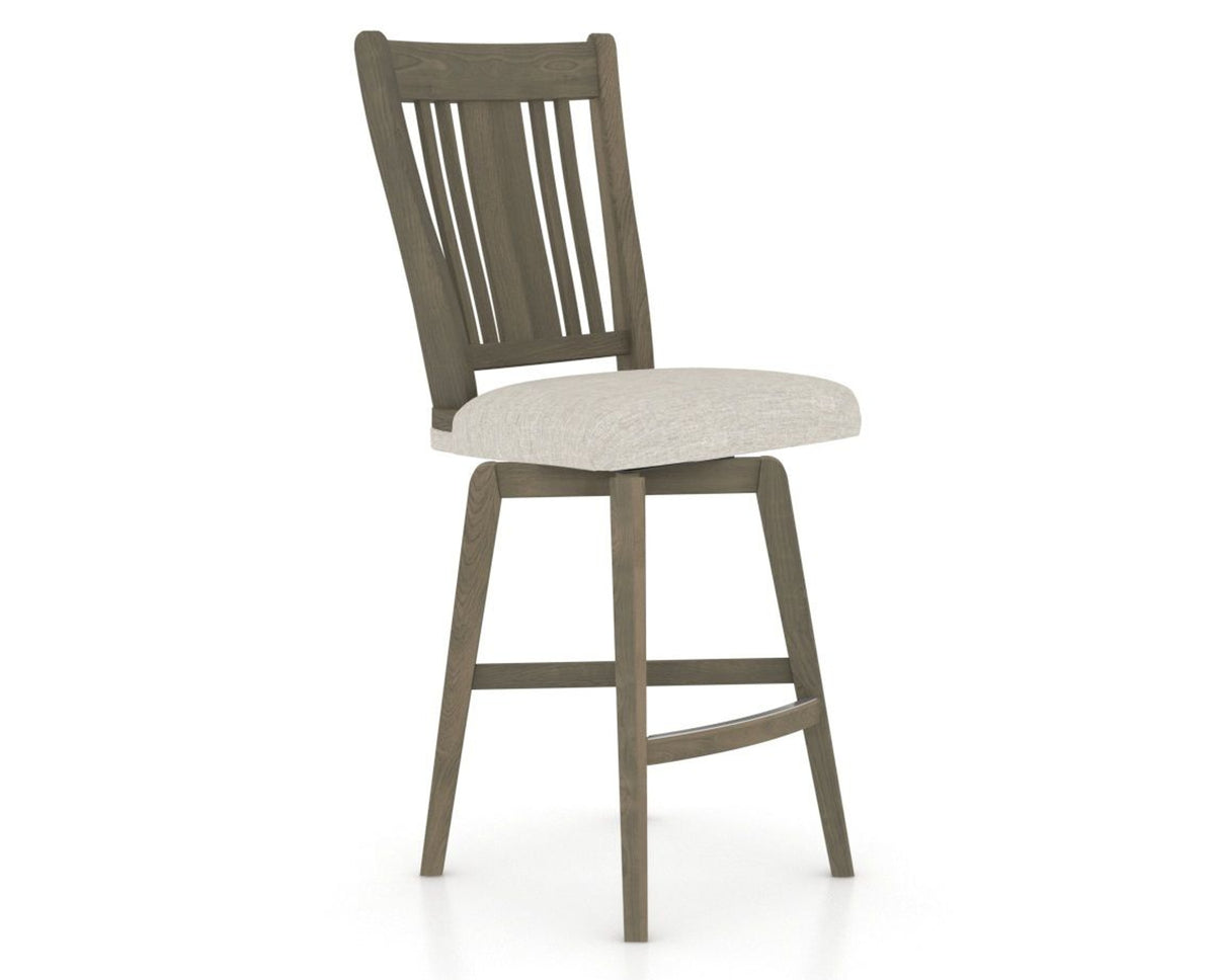 Canadel Swivel Counter Stool 7250 in TB Fabric and 08 Shadow, three-quarter view