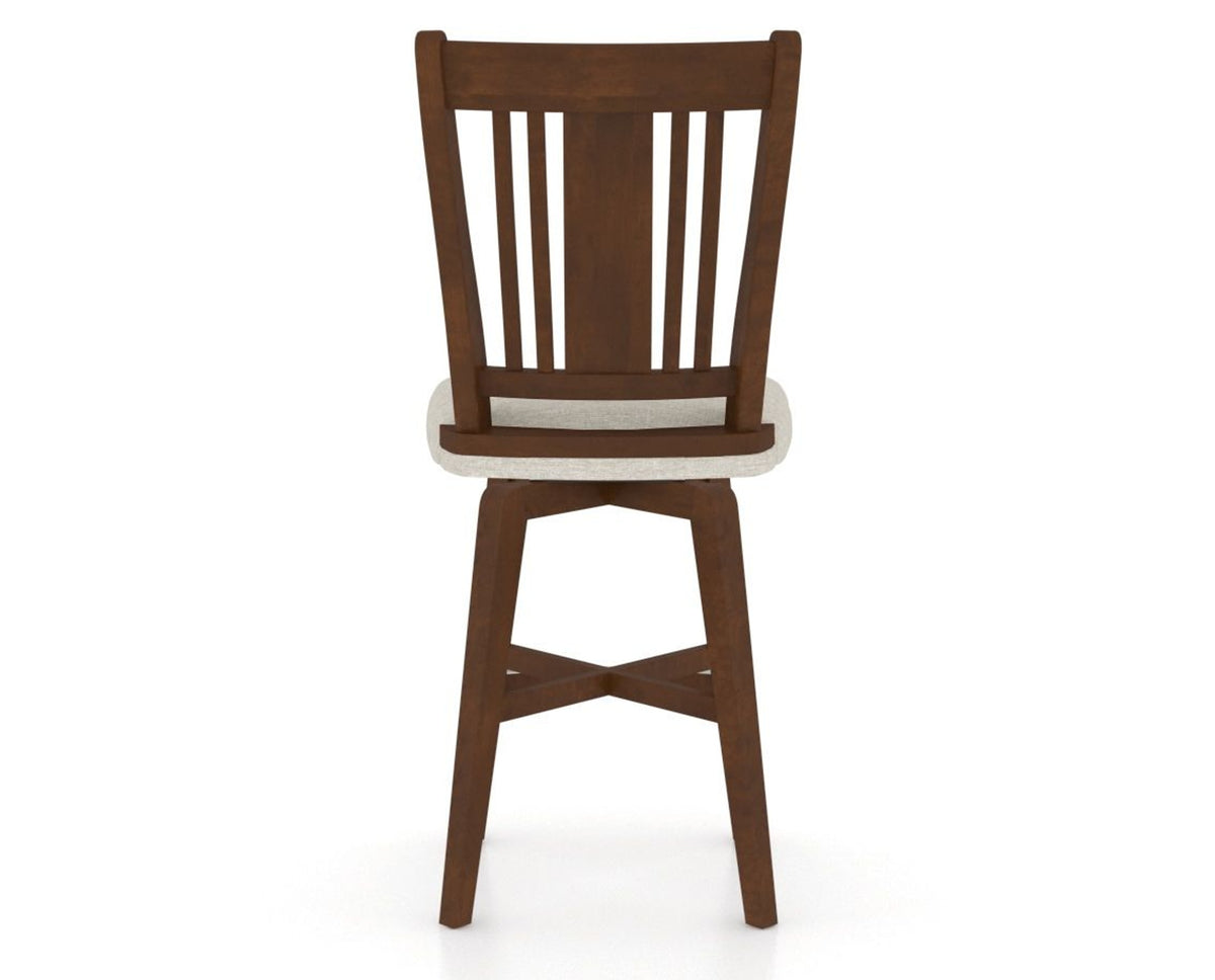 Canadel Swivel Counter Stool 7250 in TB Fabric and 19 Cognac Washed, back view
