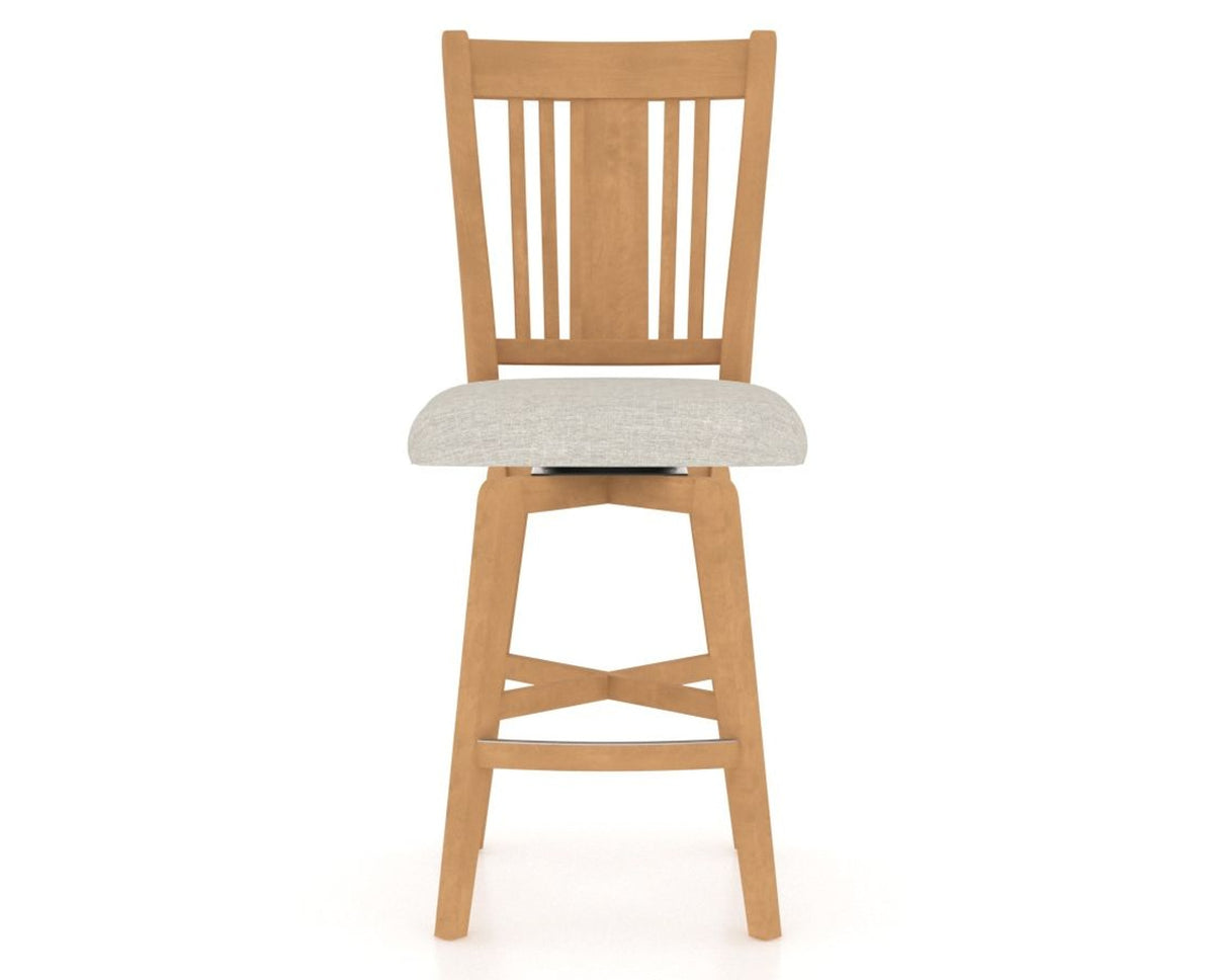 Canadel Swivel Counter Stool 7250 in TB Fabric and 20 Caramel Washed, front view