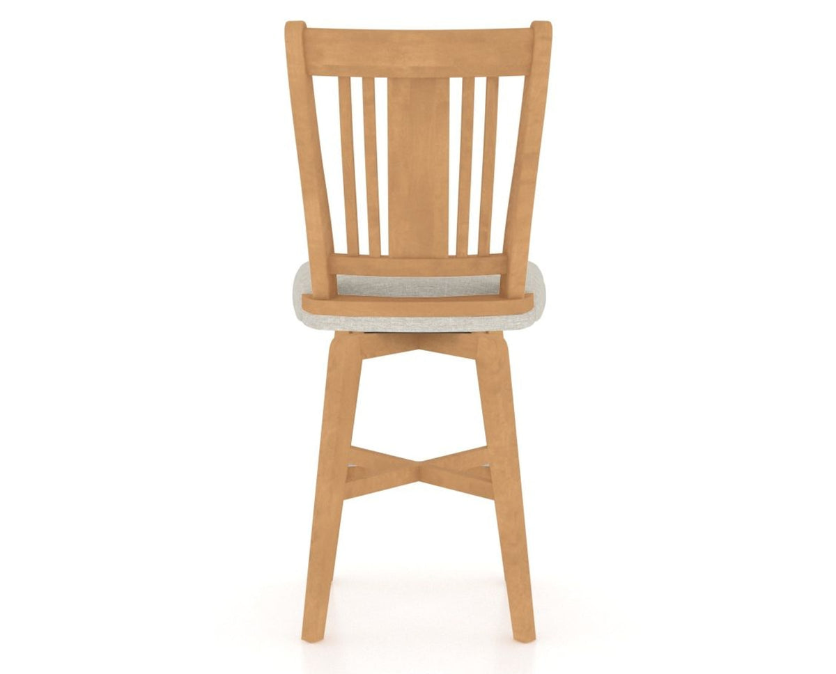 Canadel Swivel Counter Stool 7250 in TB Fabric and 20 Caramel Washed, back view