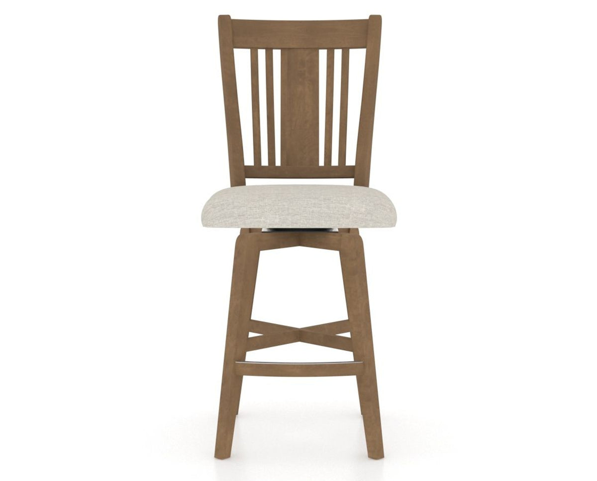 Canadel Swivel Counter Stool 7250 in TB Fabric and 25 Pecan Washed, front view